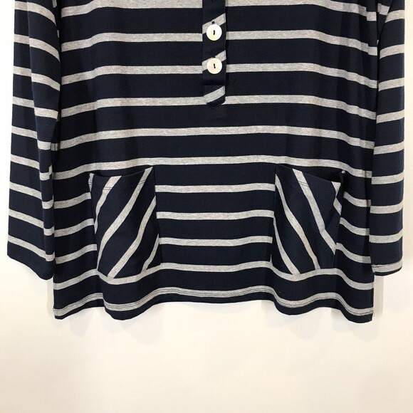 Soft Surroundings Womens Size Medium Blue Stripe Scoop Neck Parker Tunic Sweater - Picture 5 of 9